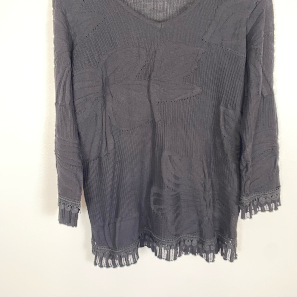 Antthony Originals Black Floral Texture Lace Trim Stretch Sz M Whimsygoth Witchy - Picture 3 of 9